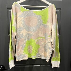 Daily Practice: Floral Patterned Sweater - Green and Cream size M